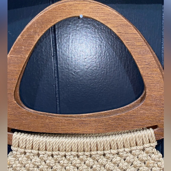 VTG 80’s Wooden Handled mini Tote bag - Picture 3 of 7